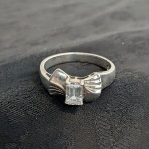 Vintage Diamonique 925 Solid Sterling Silver Emerald Cut CZ Size 9